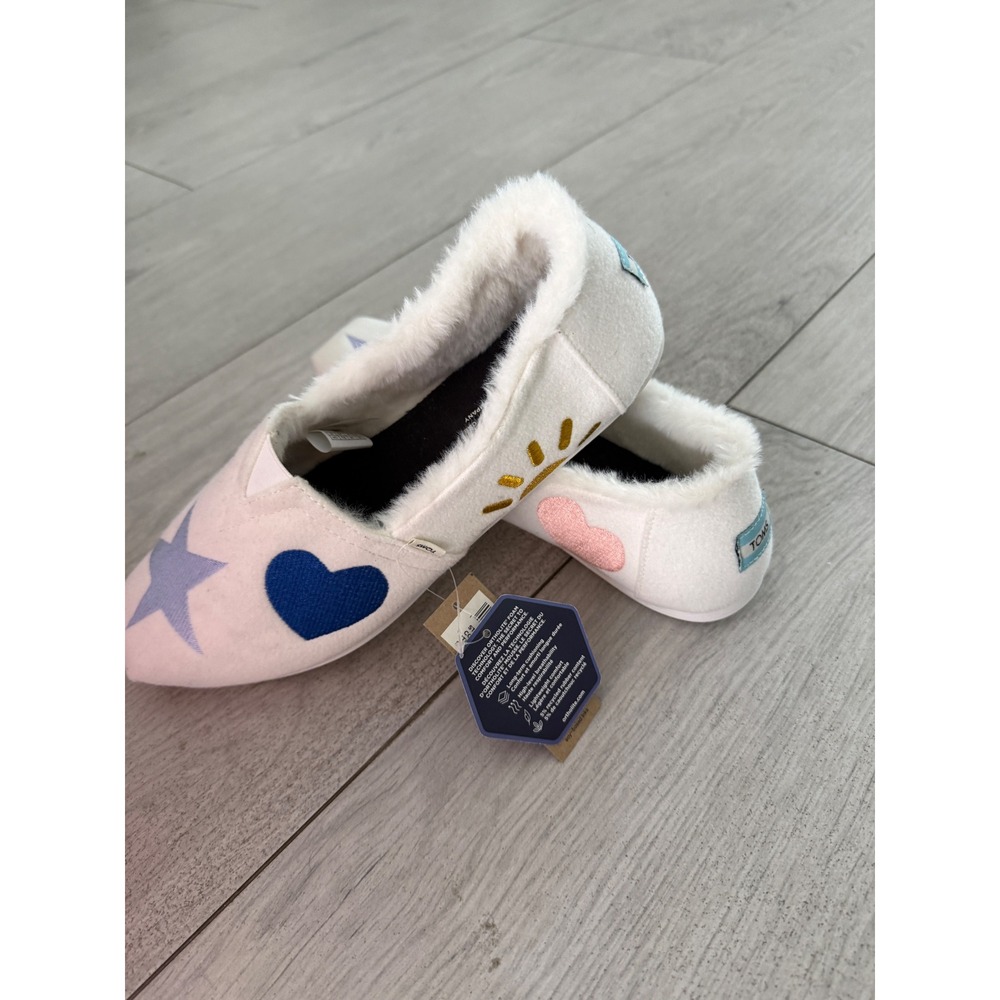 TOMS Alpargata Embroidered Celestial Faux Fur Shoes/Slippers  Womens 10 NWT - Picture 6 of 7